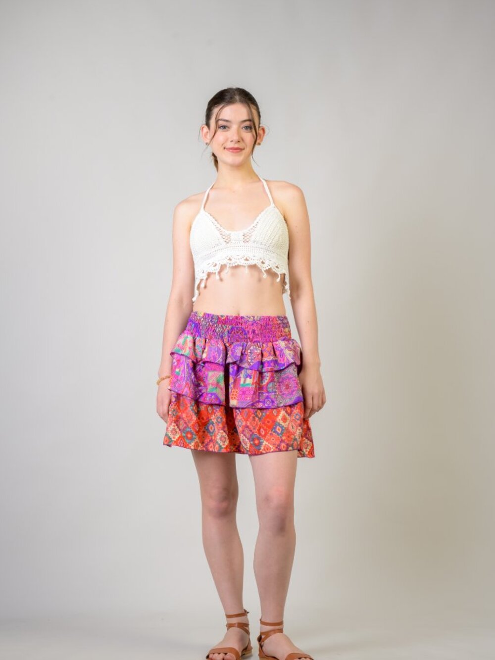 27.) Rhea Layered Pattern Bobbin Skirt (Assorted) - Picture 6 of 10